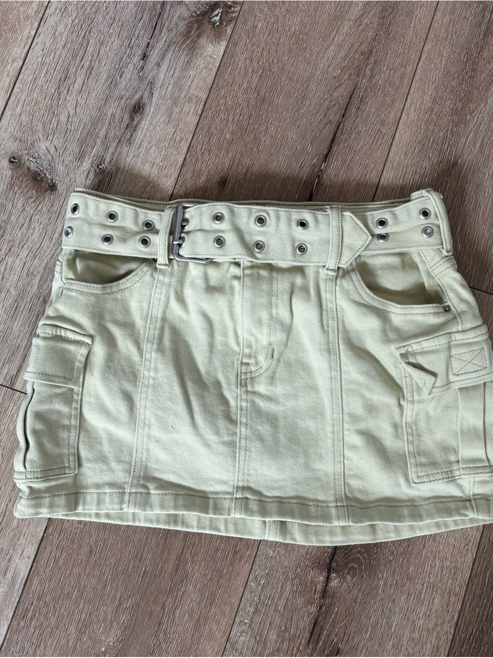 PacSun Pale Green Cargo Mini Skirt with Grommet Belt